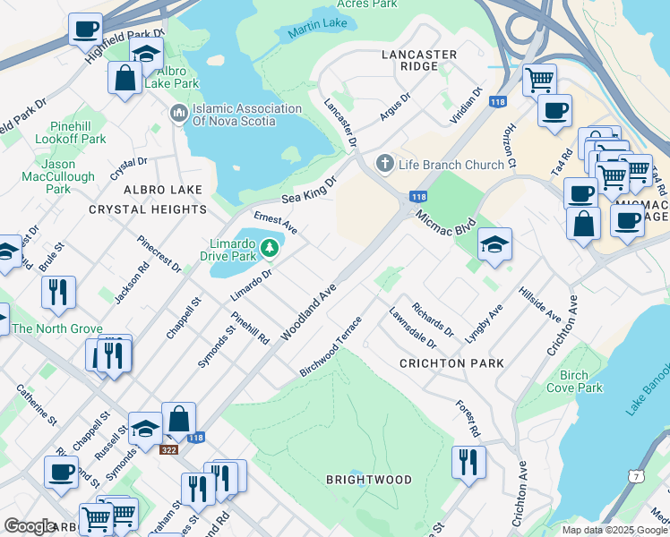 map of restaurants, bars, coffee shops, grocery stores, and more near 3 Ernest Avenue in Dartmouth