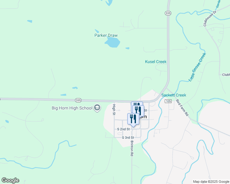 map of restaurants, bars, coffee shops, grocery stores, and more near 342 Wyoming 335 in Sheridan