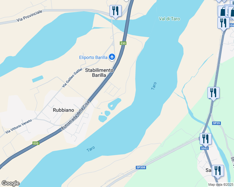 map of restaurants, bars, coffee shops, grocery stores, and more near 4 Via Raffaello in Rubbiano