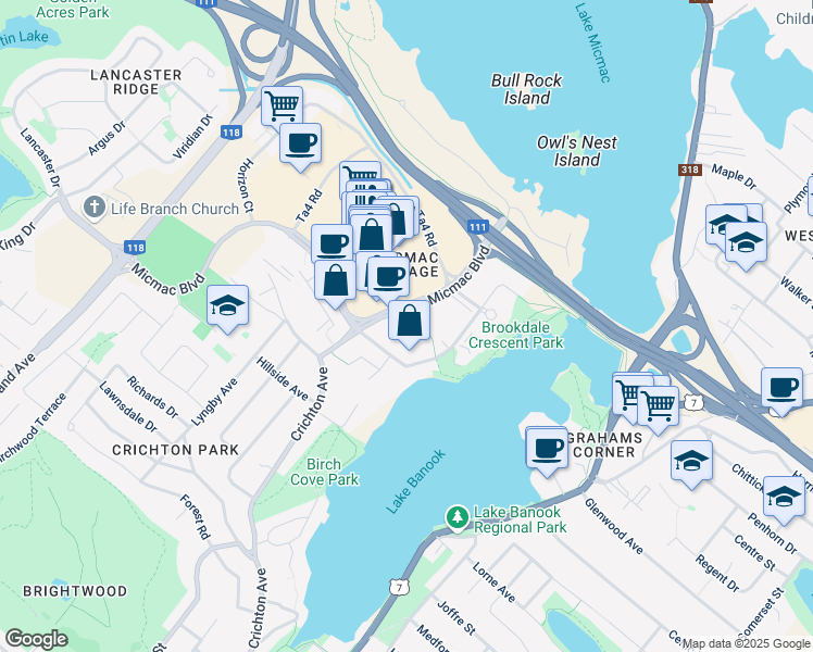 map of restaurants, bars, coffee shops, grocery stores, and more near 37 Garden Court Terrace in Dartmouth