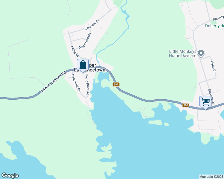 map of restaurants, bars, coffee shops, grocery stores, and more near 2414 Lawrencetown Road in Lawrencetown