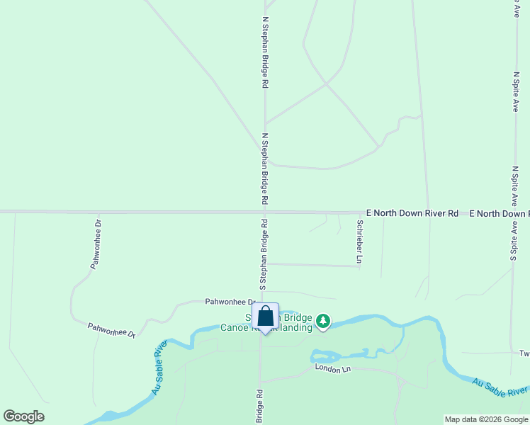 map of restaurants, bars, coffee shops, grocery stores, and more near 2 South Stephan Bridge Road in Grayling