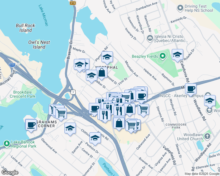 map of restaurants, bars, coffee shops, grocery stores, and more near 2 First Street in Dartmouth