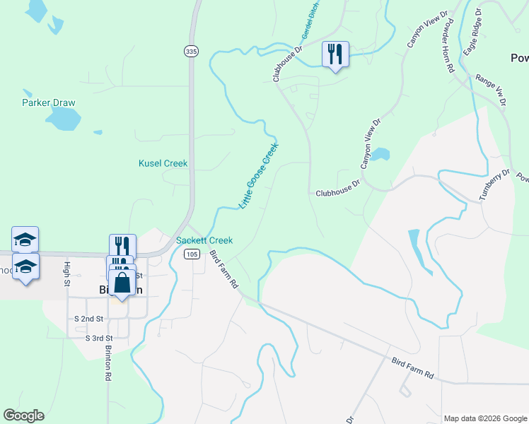 map of restaurants, bars, coffee shops, grocery stores, and more near Dornoch Drive in Sheridan