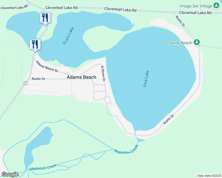 map of restaurants, bars, coffee shops, grocery stores, and more near N2660 Rustic Circle Drive in Clintonville