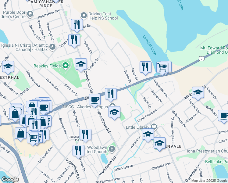 map of restaurants, bars, coffee shops, grocery stores, and more near 257 Main Street in Dartmouth