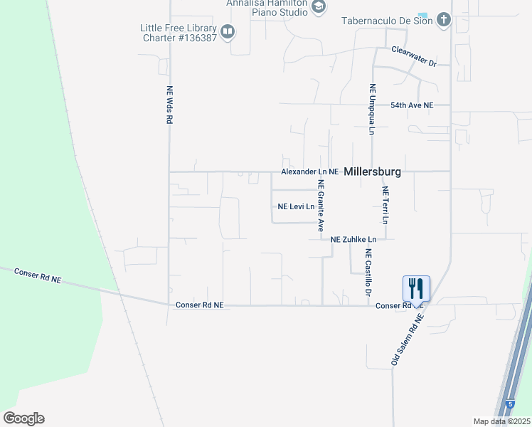 map of restaurants, bars, coffee shops, grocery stores, and more near 4742 Northeast Obsidian Avenue in Albany