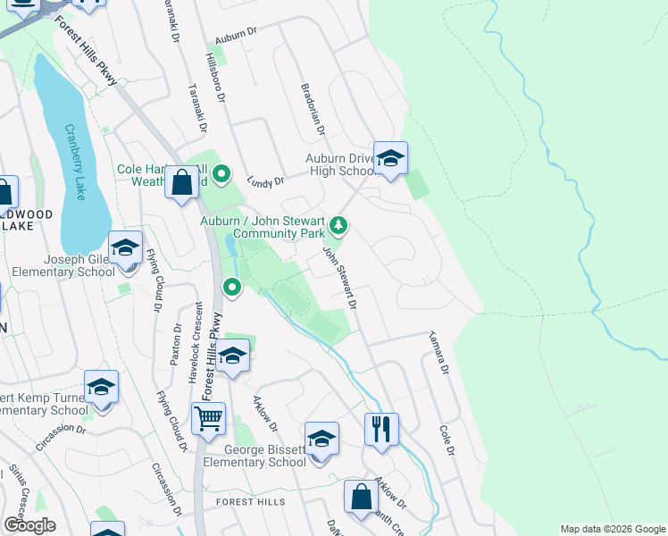 map of restaurants, bars, coffee shops, grocery stores, and more near 310 John Stewart Drive in Dartmouth