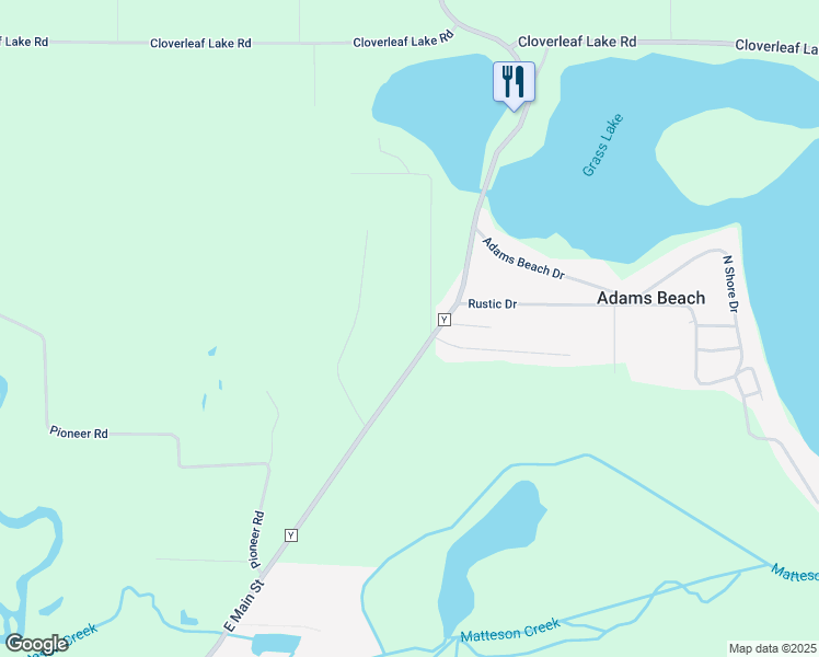 map of restaurants, bars, coffee shops, grocery stores, and more near N2693 Round Lake Drive in Clintonville