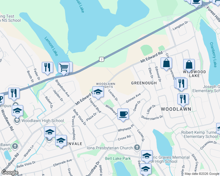 map of restaurants, bars, coffee shops, grocery stores, and more near 3A Lucien Drive in Dartmouth