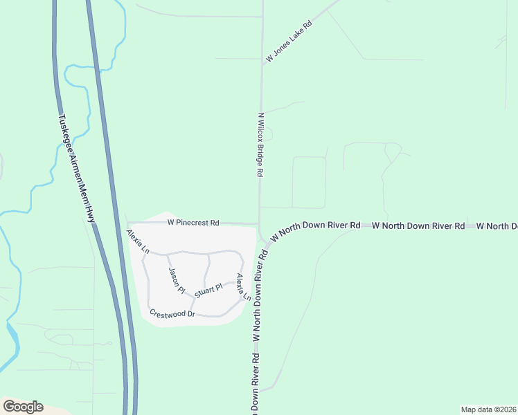 map of restaurants, bars, coffee shops, grocery stores, and more near 112 North Wilcox Bridge Road in Grayling