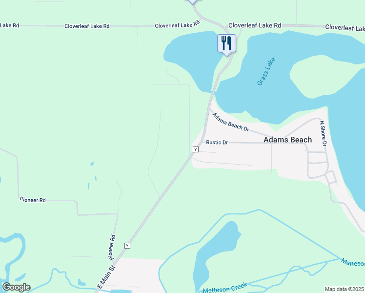map of restaurants, bars, coffee shops, grocery stores, and more near N2693 Round Lake Drive in Clintonville