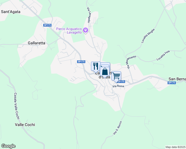 map of restaurants, bars, coffee shops, grocery stores, and more near 7 Via G. B. Borgatta in Castelletto D'orba