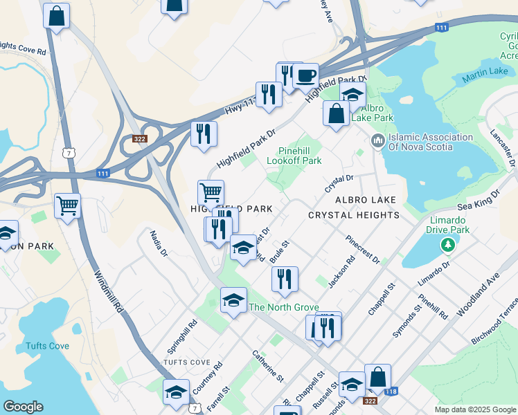 map of restaurants, bars, coffee shops, grocery stores, and more near 47 Joseph Young Street in Dartmouth