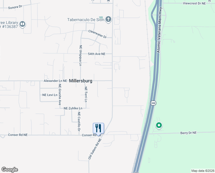 map of restaurants, bars, coffee shops, grocery stores, and more near 4962 Old Salem Road Northeast in Albany