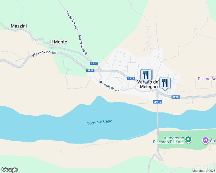 map of restaurants, bars, coffee shops, grocery stores, and more near 25 Strada della Rocca in Varano de' Melegari