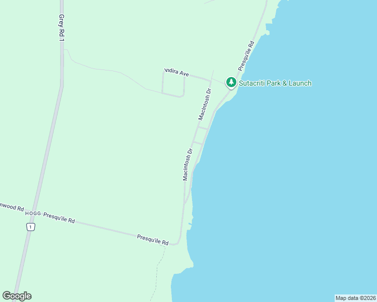 map of restaurants, bars, coffee shops, grocery stores, and more near 138 Macintosh Drive in Georgian Bluffs