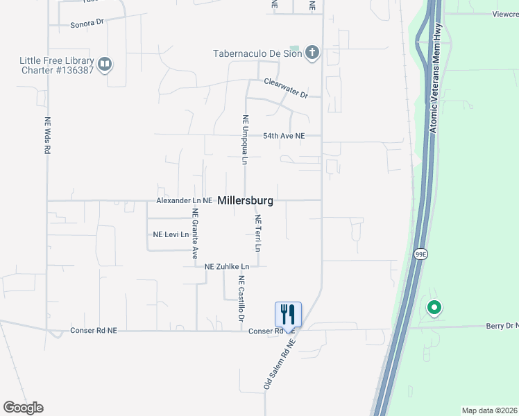 map of restaurants, bars, coffee shops, grocery stores, and more near 4971 Northeast Terri Lane in Albany