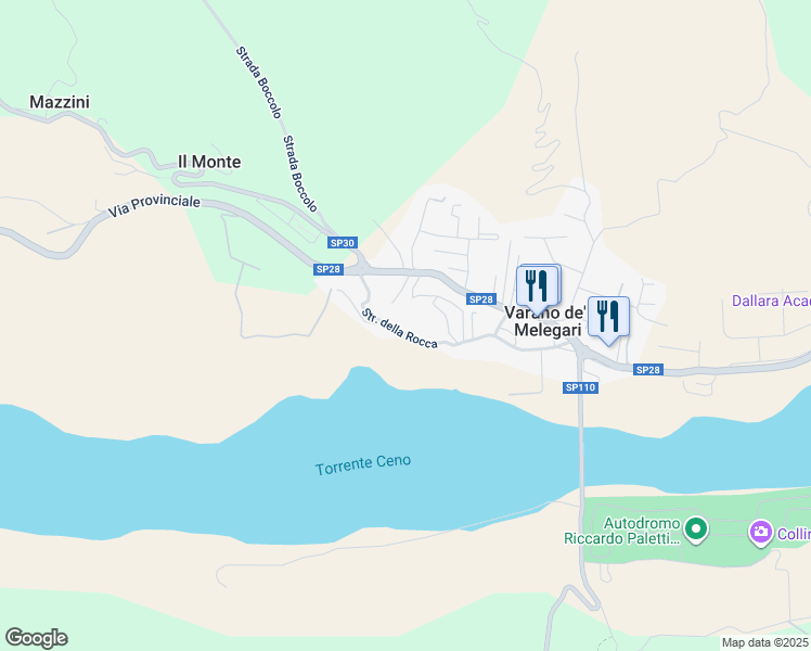 map of restaurants, bars, coffee shops, grocery stores, and more near 25 Strada della Rocca in Varano de' Melegari