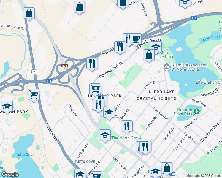 map of restaurants, bars, coffee shops, grocery stores, and more near 30 Joseph Young Street in Dartmouth