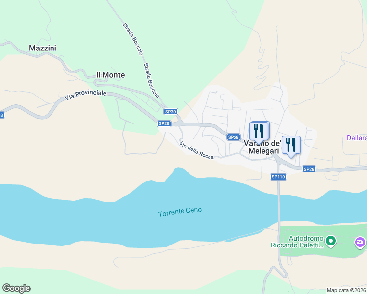 map of restaurants, bars, coffee shops, grocery stores, and more near 20 Strada della Rocca in Varano de' Melegari