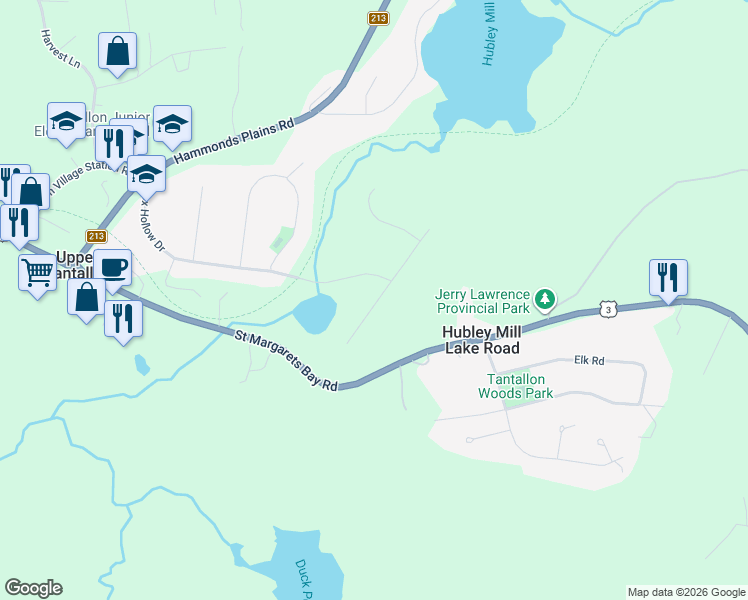 map of restaurants, bars, coffee shops, grocery stores, and more near 30 Juneberry Lane in Upper Tantallon