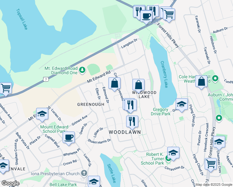 map of restaurants, bars, coffee shops, grocery stores, and more near 4 Orquel Court in Dartmouth