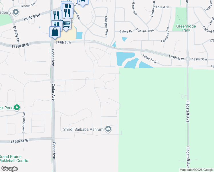 map of restaurants, bars, coffee shops, grocery stores, and more near 18040 Cedar Avenue in Farmington