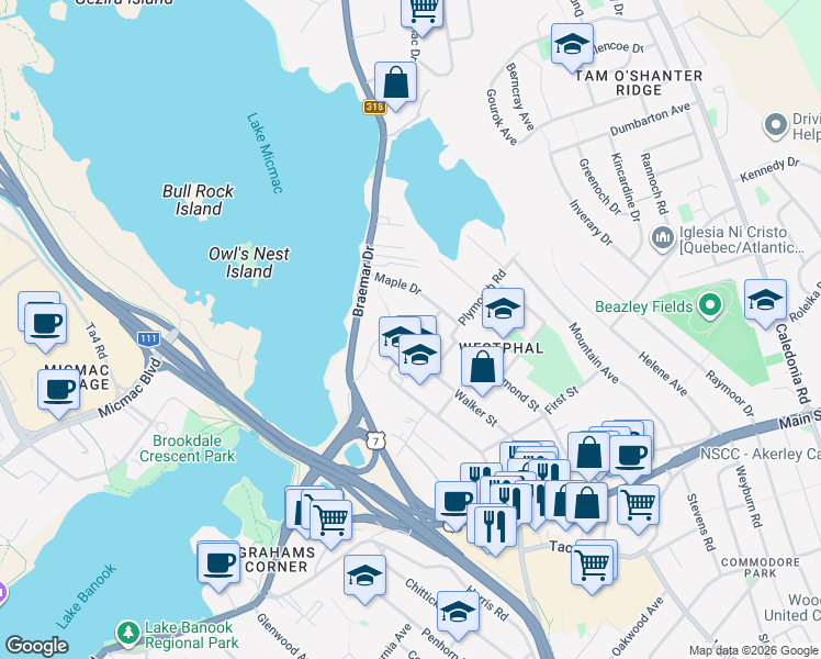 map of restaurants, bars, coffee shops, grocery stores, and more near 11 Fourth Street in Dartmouth