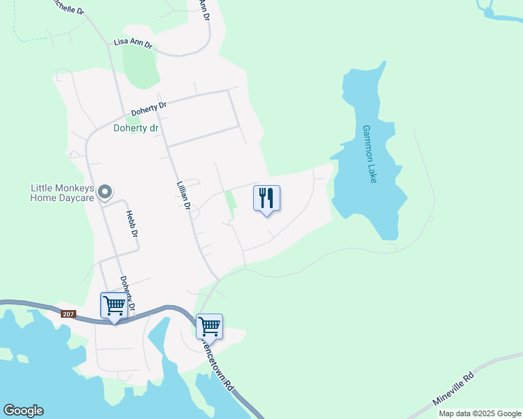 map of restaurants, bars, coffee shops, grocery stores, and more near 35 George Cyril Drive in Lawrencetown