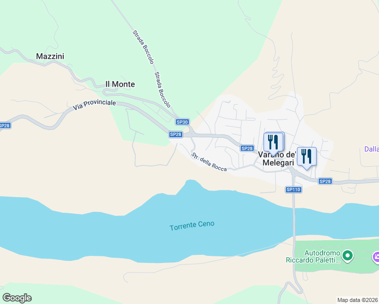 map of restaurants, bars, coffee shops, grocery stores, and more near 20 Strada della Rocca in Varano de' Melegari