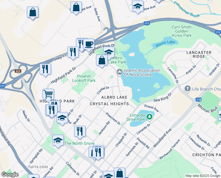 map of restaurants, bars, coffee shops, grocery stores, and more near 81 Primrose Street in Dartmouth