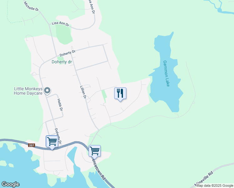 map of restaurants, bars, coffee shops, grocery stores, and more near 35 George Cyril Drive in Lawrencetown