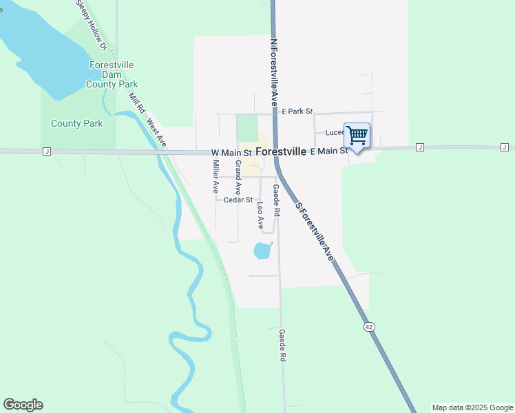map of restaurants, bars, coffee shops, grocery stores, and more near 231 Gaede Road in Forestville