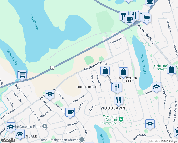 map of restaurants, bars, coffee shops, grocery stores, and more near 4 Ellen Drive in Dartmouth