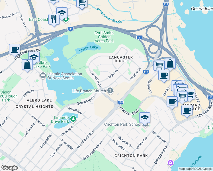 map of restaurants, bars, coffee shops, grocery stores, and more near 21 Cannon Terrace in Dartmouth
