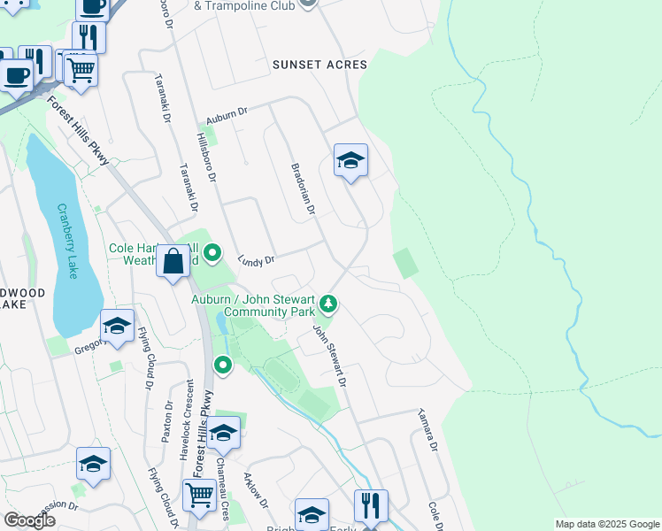 map of restaurants, bars, coffee shops, grocery stores, and more near 139 Bradorian Drive in Dartmouth