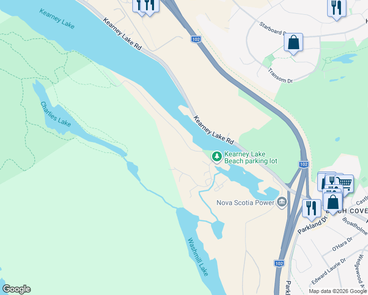 map of restaurants, bars, coffee shops, grocery stores, and more near 30 Saskatoon Drive in Halifax