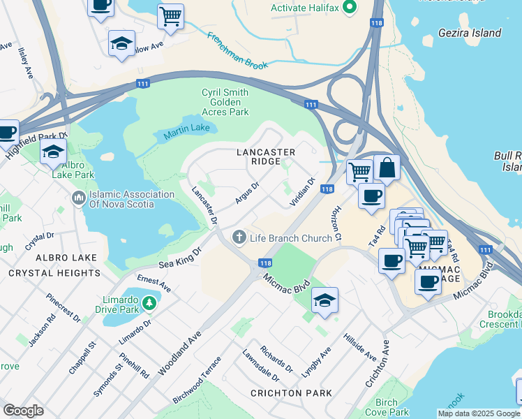 map of restaurants, bars, coffee shops, grocery stores, and more near 70 Cannon Terrace in Dartmouth