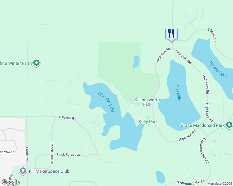 map of restaurants, bars, coffee shops, grocery stores, and more near 2400-2772 Chandler Road in Traverse City