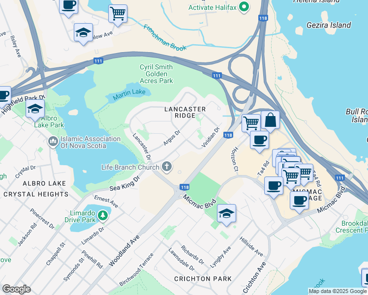 map of restaurants, bars, coffee shops, grocery stores, and more near 80 Cannon Terrace in Dartmouth