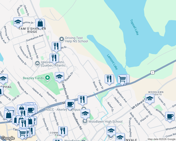 map of restaurants, bars, coffee shops, grocery stores, and more near 31 Booth Street in Dartmouth
