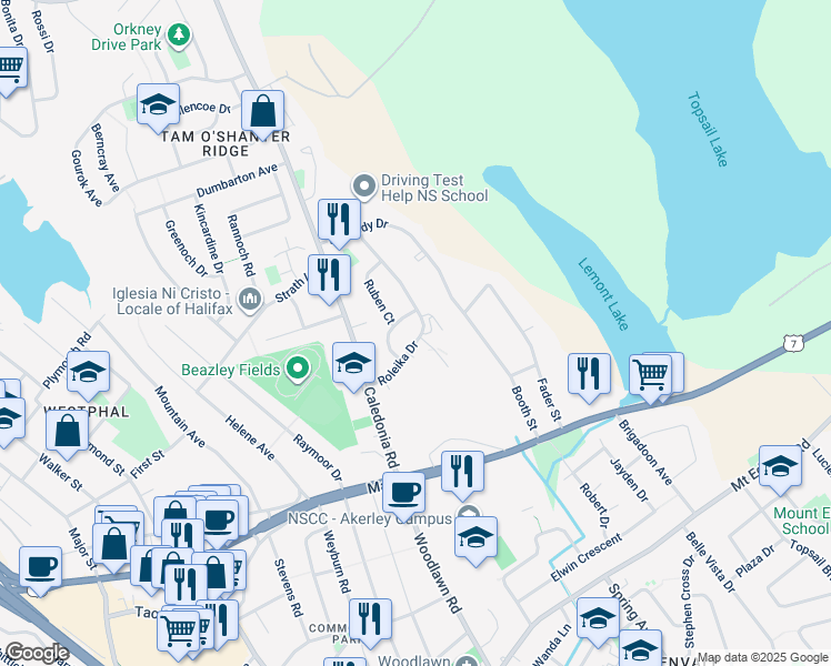 map of restaurants, bars, coffee shops, grocery stores, and more near 91-93 Roleika Drive in Dartmouth