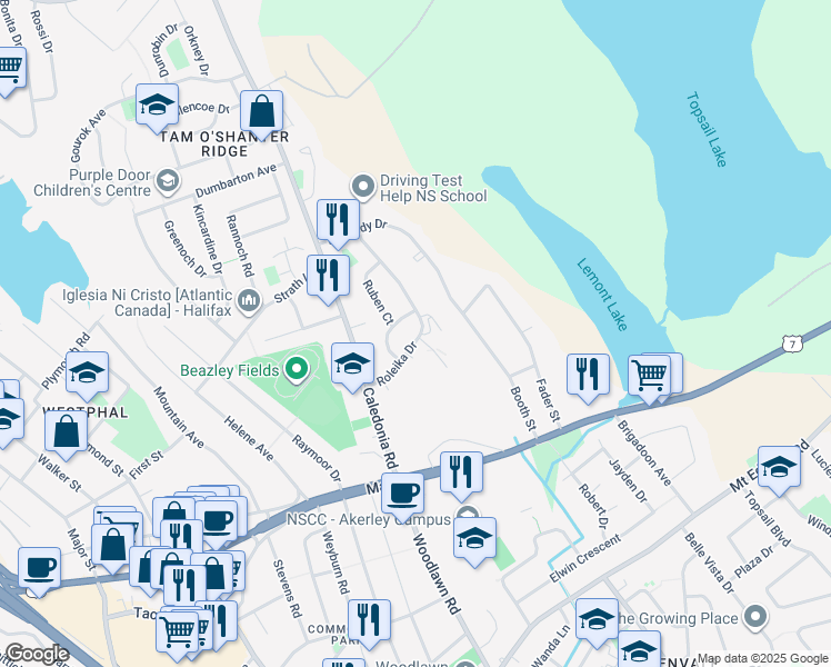 map of restaurants, bars, coffee shops, grocery stores, and more near 91-93 Roleika Drive in Dartmouth
