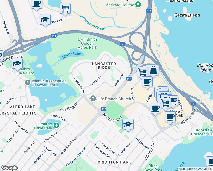 map of restaurants, bars, coffee shops, grocery stores, and more near 70 Cannon Terrace in Dartmouth