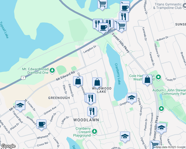 map of restaurants, bars, coffee shops, grocery stores, and more near 3 Tantling Crescent in Dartmouth