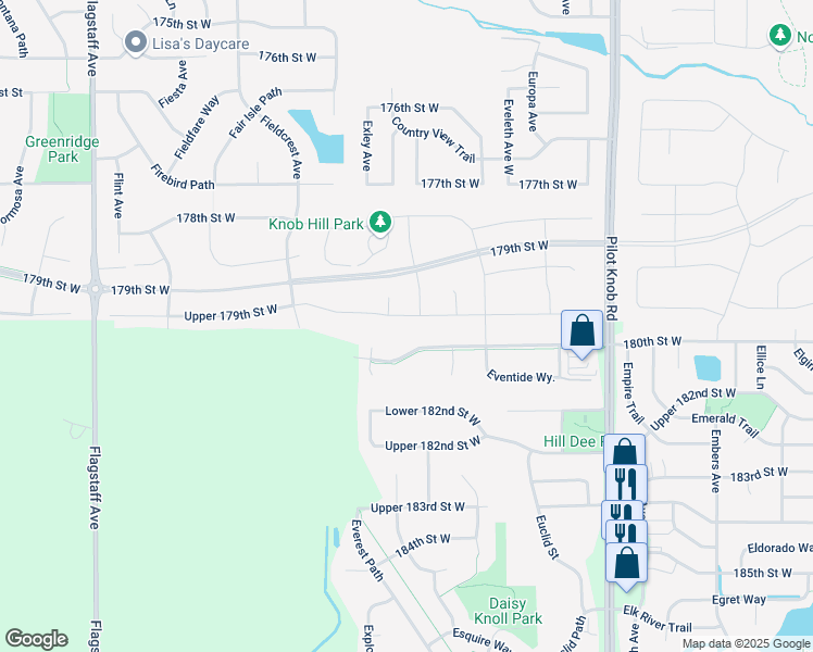 map of restaurants, bars, coffee shops, grocery stores, and more near 5860 180th Street West in Farmington