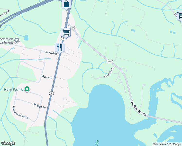 map of restaurants, bars, coffee shops, grocery stores, and more near 270 Overlake Drive in Fairfax