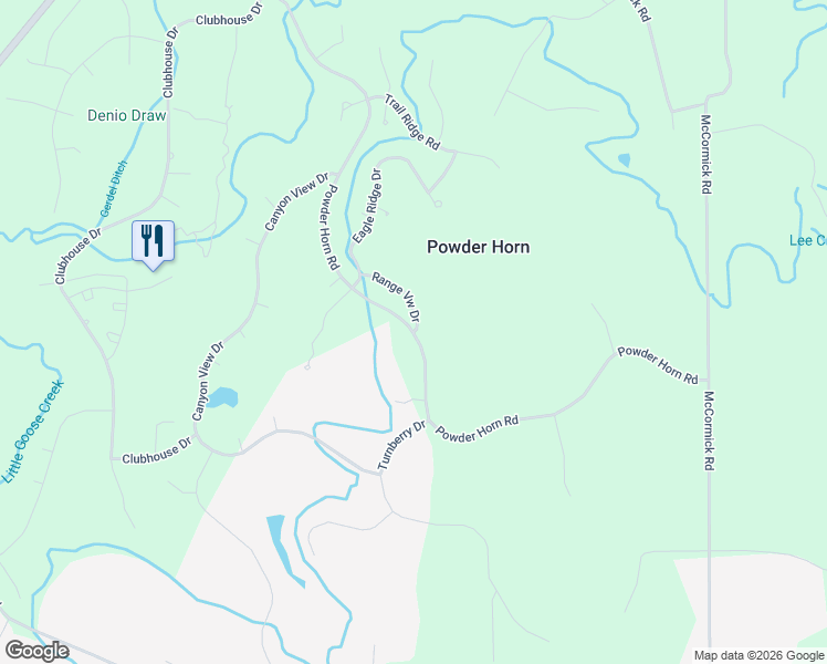 map of restaurants, bars, coffee shops, grocery stores, and more near Powder Horn Road in Sheridan County