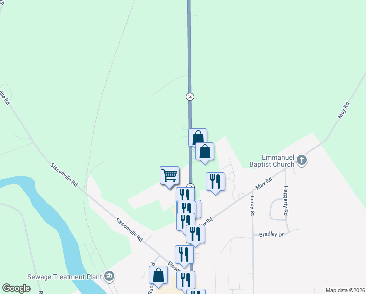 map of restaurants, bars, coffee shops, grocery stores, and more near 6605 Highway 56 in Potsdam